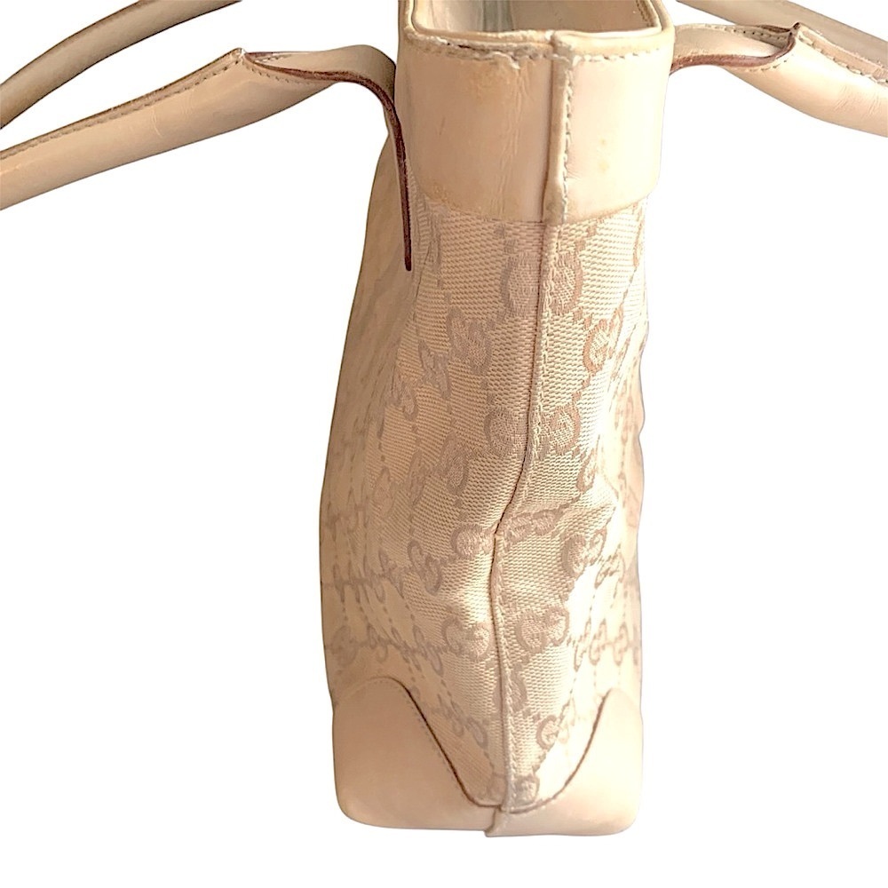 Gucci monogram canvas and leather tote bag tan cream beige nude - Picture 10 of 12